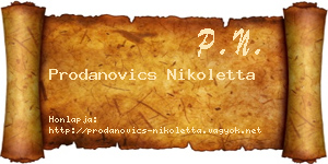 Prodanovics Nikoletta névjegykártya