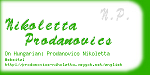 nikoletta prodanovics business card